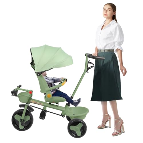 Dreirad für Kinder, mitwachsend, mit umkehrbarem Sitz, Dreirad, Kinderfahrrad, neigbare Rückenlehne, leise Rollen und Sonnenblende, faltbar, abnehmbar, Kinderwagen, Dreirad mit Pedal, 100 x 75 x 50 cm Dreirad für Kinder, mitwachsend, mit umkehrbarem Sitz, Dreirad, Kinderfahrrad, neigbare Rückenlehne, leise Rollen und Sonnenblende, faltbar, abnehmbar, Kinderwagen, Dreirad mit Pedal, 100 x 75 x 50 cm von HUOLE