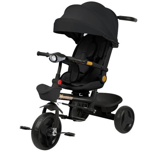Dreirad für Kinder mit Stauraum, Sonnenblende, Dreirad Explorer, 4-in-1 – Dreirad, faltbar und skalierbar, als Laufrad für Kleinkinder von 10 Monaten bis 5 Jahren, 100 x 75 x 50 cm, Schwarz Dreirad für Kinder mit Stauraum, Sonnenblende, Dreirad Explorer, 4-in-1 – Dreirad, faltbar und skalierbar, als Laufrad für Kleinkinder von 10 Monaten bis 5 Jahren, 100 x 75 x 50 cm, Schwarz von HUOLE