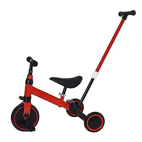 Laufrad für Kinder ab 1 Jahr, Spielzeug mit 3 Rädern, für Babyfahrräder von 12 bis 36 Monaten, erstes Fahrrad ohne Pedale für Jungen und Mädchen als Geburtstagsgeschenk, 3-in-1-3-in-1 (rot) von HUOLE