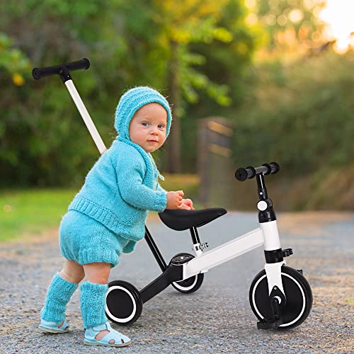 3-in-1 Gleichgewichtsfahrrad für Kinder, mitwachsend, mit Sitz und verstellbarem Lenker, Dreirad mit Pedalen, ausklappbar, mit 3 EVA-Rädern, Laufrad für den Innen- und Außenbereich, für Kinder von 1 – von HUOLE