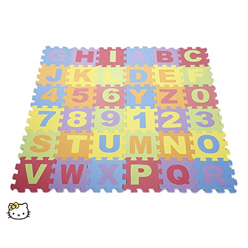 Puzzlematte für Babys und Kinder, 36 Puzzlematte Baby Kinderspielteppich Spielteppich mit Buchstaben A-Z und Zahlen 0-9 Spielmatte rutschfest,36 Stück (26 Buchstaben + 10 Zahlen) von HUOLE