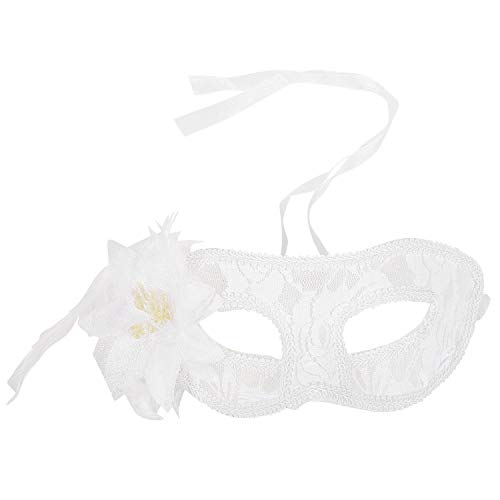 HUPYOMLER Venezianische Party Augenmaske Feder Spitze Blume Maskerade Ball Karneval Verkleidung (weiß) von HUPYOMLER