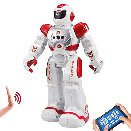 HUSAN Fernbedienungsroboter für Kinder, intelligenter programmierbarer Roboter mit Infrarot-Controller-Spielzeug, Tanzen, Singen, Moonwalking und LED-Augen, Gestenerkennungs-Roboter-Kit (Rot) HUSAN Fernbedienungsroboter für Kinder, intelligenter programmierbarer Roboter mit Infrarot-Controller-Spielzeug, Tanzen, Singen, Moonwalking und LED-Augen, Gestenerkennungs-Roboter-Kit (Rot) von HUSAN