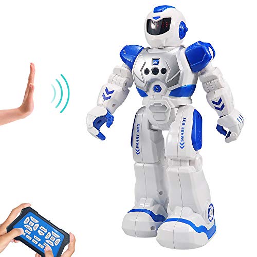 HUSAN Fernbedienungsroboter für Kinder, intelligenter programmierbarer Roboter mit Infrarot-Controller-Spielzeug, Tanzen, Singen, Moonwalking und LED-Augen, Gestenerkennungs-Roboter-Kit (Blau) HUSAN Fernbedienungsroboter für Kinder, intelligenter programmierbarer Roboter mit Infrarot-Controller-Spielzeug, Tanzen, Singen, Moonwalking und LED-Augen, Gestenerkennungs-Roboter-Kit (Blau) von HUSAN