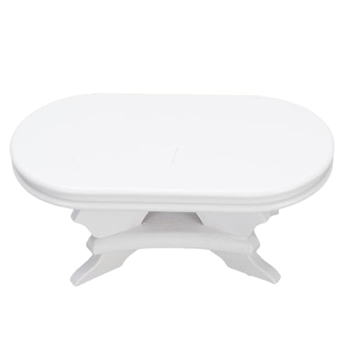 HUSHUI 1:12 Skala Dollhouse Holz Couchtisch Weiße Ovale Form Miniatur -teatable Dekoration Zubehör von HUSHUI