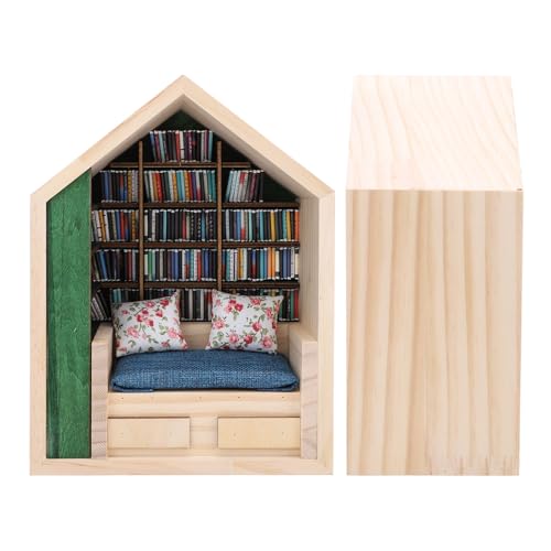 HUSHUI Anxiety Bookshelf Ornament Zarte Handwerkskunst Wohnkultur Süße Stressreliever Miniatur -Bücherregal mit Büchern von HUSHUI