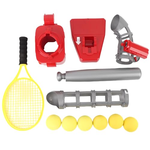HUSHUI Automatische Baseball -Pitching -Maschine, Tennis und Baseball 2 in 1 Set mit Einziehbarer Fledermaus, Automatischer Baseball -Pitcher für Jugendliche (Rot) von HUSHUI