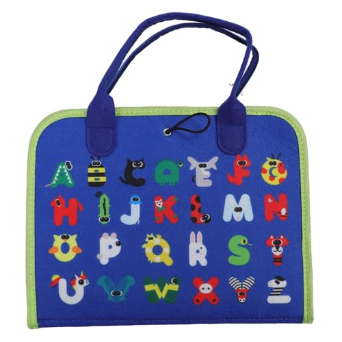 HUSHUI Kleinkind -Sensory Board, Tragbares Soft Filz -Bildungsspielzeug mit Buchstaben Zahlen Farben Formen Tiere, für Feine Motorische Fähigkeiten Handaugenkoordination (Blau) von HUSHUI