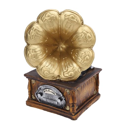 HUSHUI Modell Phonograph Retro Grammophon Plattenspieler Harz Ornament Dekoration Fotografie Prop Gold von HUSHUI