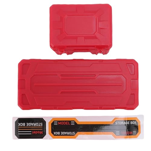HUSHUI RC Car Gepäckkoffer und Werkzeugkasten Set High Simulations RC -Speicherbox mit Aufkleber für die Dekoration (Rot) von HUSHUI