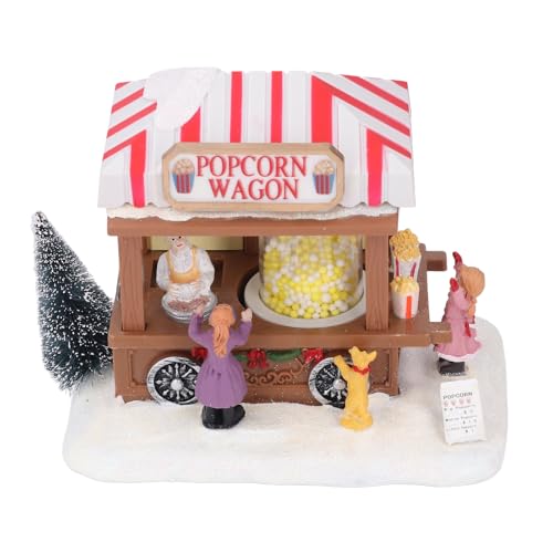 HUSHUI Weihnachtsmusikhaus, Leuchtende Esswagen -Musikbox mit Fröhlicher Weihnachtsmusik, für Weihnachtsdekorationen, Tischleiterdekoration (Popcorn) von HUSHUI