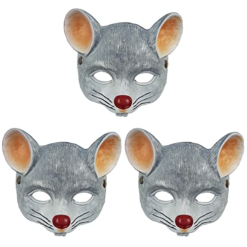 HUSHUWAN 3 Stück Rattenkopfmasken Rattenmasken Kostüm Halloween Tiermasken Tierkopfmasken Tiermausmasken/287 von HUSHUWAN