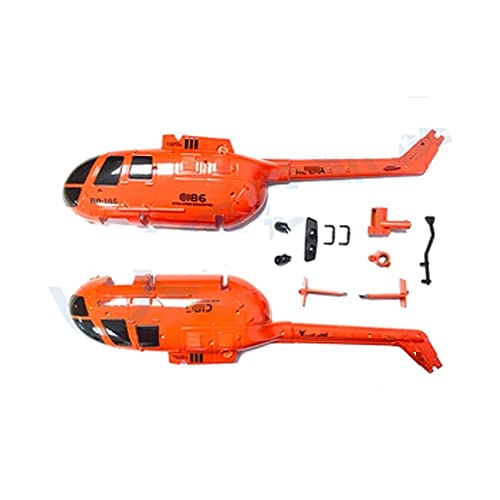 HUTIANSN for C186 BO105 E120 RC Hubschrauber Flugzeug Ersatzteile Zubehör Blatt Fahrwerk Motor Körper Shell Lager Etc (Color : Shell orange) von HUTIANSN