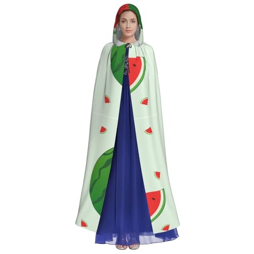 HUTOOLEE Cartoon Wassermelone Kapuzenumhang Halloween Cosplay Abschlussball Party Comic Con Erwachsene Party Dekoration Umhang Schöner Grafikdruck Schwarz von HUTOOLEE