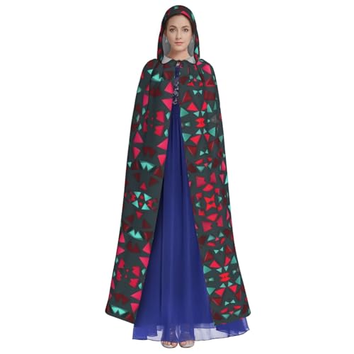 HUTOOLEE Kapuzenumhang mit Dreiecksmuster, Halloween, Cosplay, Abschlussball, Party, Comic-Con für Erwachsene, Party-Dekoration, Umhang, schöner Grafikdruck, Schwarz von HUTOOLEE