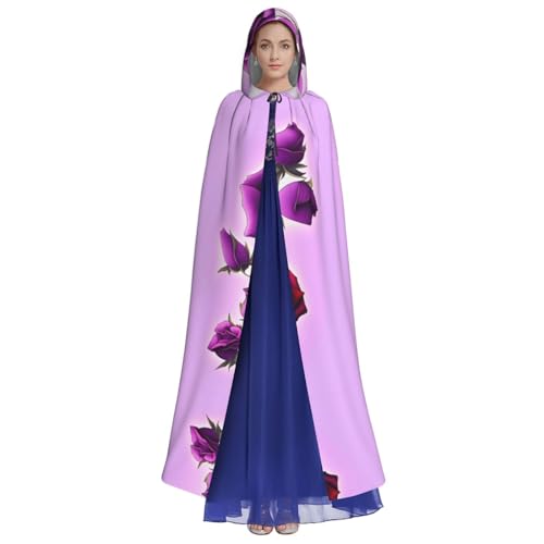 HUTOOLEE Rote und lila Rosen Kapuzenumhang Halloween Cosplay Abschlussball Party Comic Con Erwachsene Party Dekoration Umhang schöner Grafikdruck von HUTOOLEE