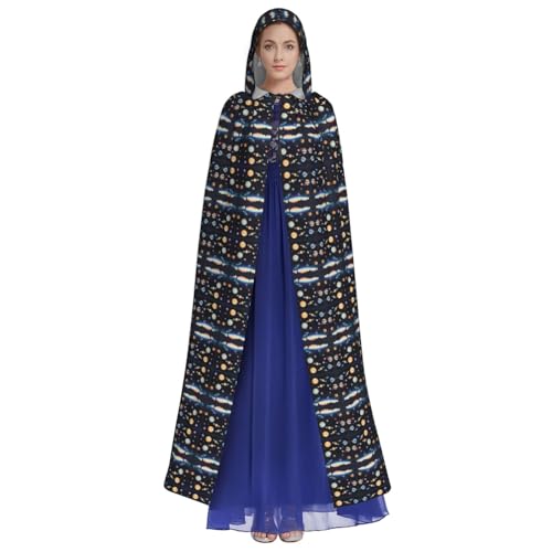 HUTOOLEE Saturn Jupiter Earth Kapuzenumhang Halloween Cosplay Abschlussball Party Comic Con Erwachsene Party Dekoration Umhang Schöner Grafikdruck Schwarz von HUTOOLEE