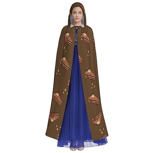 HUTOOLEE Schokoladenquadrate Kuchen Kapuzenumhang Halloween Cosplay Abschlussball Party Comic Con Erwachsene Party Dekoration Umhang Schöner Grafikdruck Schwarz von HUTOOLEE