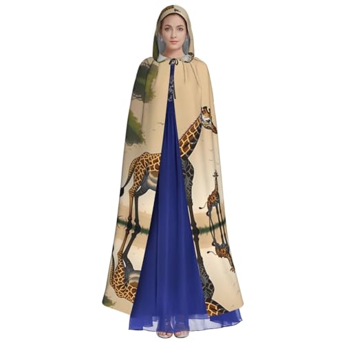 HUTOOLEE Umhang mit Kapuze für Mutter und Kind, Giraffe, Halloween, Cosplay, Abschlussball, Party, Comic, Con für Erwachsene, Party-Dekoration, Umhang, schöner Grafikdruck von HUTOOLEE