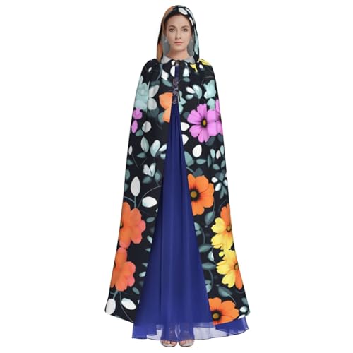 HUTOOLEE Wunderschöner farbenfroher Blumenumhang mit Kapuze für Halloween, Cosplay, Abschlussball, Party, Comic, Con für Erwachsene, Party-Dekoration, Umhang, schöner Grafikdruck HUTOOLEE Wunderschöner farbenfroher Blumenumhang mit Kapuze für Halloween, Cosplay, Abschlussball, Party, Comic, Con für Erwachsene, Party-Dekoration, Umhang, schöner Grafikdruck von HUTOOLEE