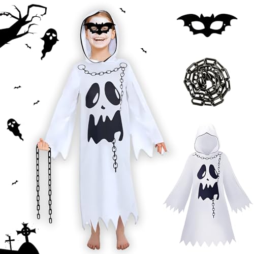 Gespensterkostüm für Kinder - Geister Costume with Chain, Leicht, Angenehm, Einfach zu Reinigen, Versatile Passform, Kreatives Design, Ideal für Halloween und Kindergeburtstagsfeiern (Größe L) von HUTRADE