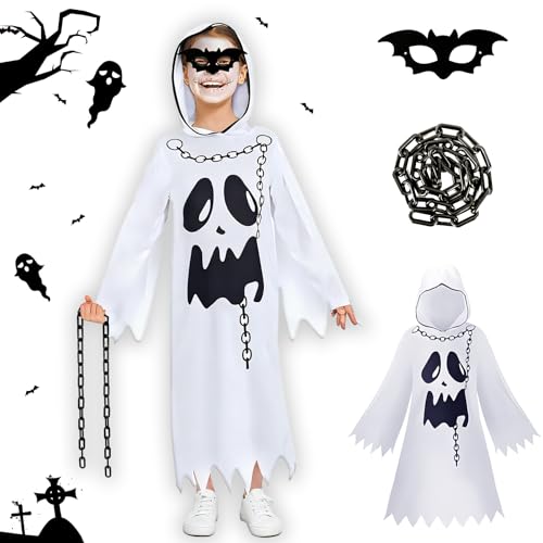 Gespensterkostüm für Kinder - Geister Costume with Chain, Leicht, Angenehm, Einfach zu Reinigen, Versatile Passform, Kreatives Design, Ideal für Halloween und Kindergeburtstagsfeiern (Größe XL) von HUTRADE