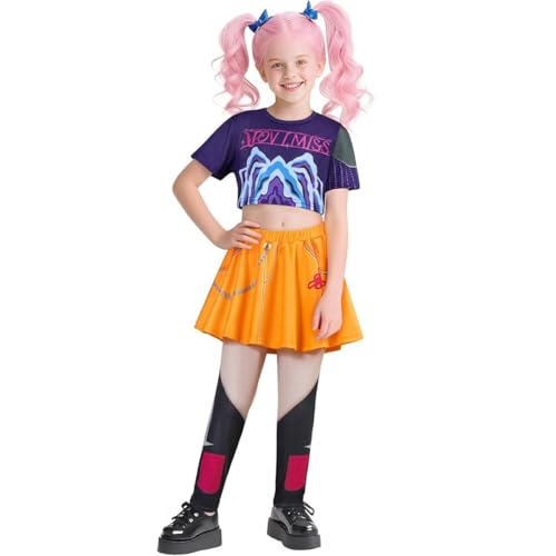 Girls Demon Hunter Pop Singer Costume Halloween Party Cosplay Full Set Coat Top Shorts Rumi Dance Stage Outfit Fancy Dress for Women(Mira,120) von HUTRADE