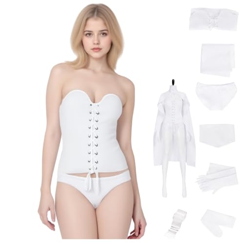 HUTRADE Emma Frost Cosplay Kostüm, Weiße Königin Superheld Cosplay Outfit Komplettes Set mit Umhang für Halloween Karneval Party (Weiß, M) von HUTRADE