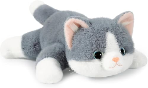HUTRADE Gewichtete Katzen-Plüschfigur (0,27 kg) – Niedliches, realistisches Kätzchen aus weichem Plüsch (30 cm) in Grau, kuscheliges Spielzeug & Geschenk für Kinder (17.7 inch) von HUTRADE