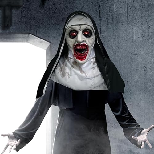 HUTRADE Horror-Nonnenmaske Halloween–Realistische Silikon-Maske mit Schleier & Kapuze,komfortables Design für Erwachsene,ideal für Kostüm,Cosplay,Party & Event HUTRADE Horror-Nonnenmaske Halloween–Realistische Silikon-Maske mit Schleier & Kapuze,komfortables Design für Erwachsene,ideal für Kostüm,Cosplay,Party & Event von HUTRADE