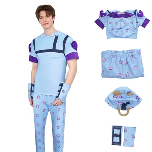 HUTRADE Johnny Joestar Cosplay Kostüm, JJBA Joseph Joestar Cosplay Outfit Komplettes Set mit Hut & 3D-Dekostern für Halloween Kanivalparty (Blau, S) von HUTRADE