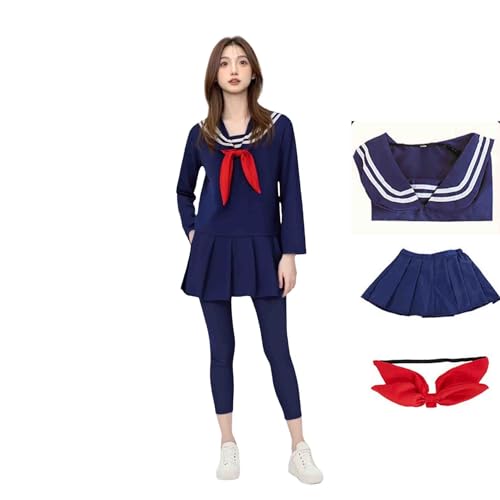 HUTRADE MHA Cosplay Costumes,Himiko Women's High School Uniform Sailor JK Costumes Dress Set (blue, L) von HUTRADE