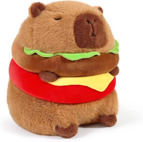 HUTRADE Niedliches Capybara-Burger-Plüschtier – Süße Kapibara als kuscheliger Burger (20 cm) in Braun, weiches Kuscheltier & Geschenk für Kinder. von HUTRADE