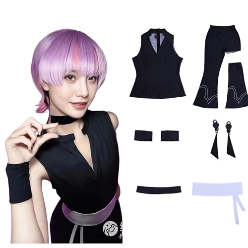 HUTRADE Polyester Cosplay Costume, Panty Cosplay Outfit, White Top and Pants Set with Neck and Chest Ornaments for Halloween (BLACK, L) von HUTRADE