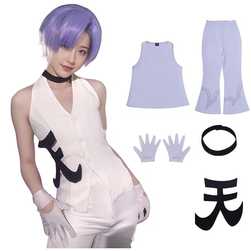HUTRADE Polyester Cosplay Costume, Panty Cosplay Outfit, White Top and Pants Set with Neck and Chest Ornaments for Halloween (WHITE, L) von HUTRADE