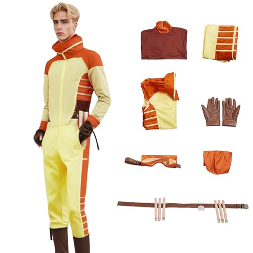 HUTRADE Rex Splode Costume Cosplay, Mark’s Teammate Cosplay Oufit, Red and Yellow Full Set with Hood and PU Leather Gloves for Halloween (YELLOW, S) von HUTRADE