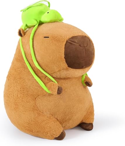 HUTRADE Riesen Capybara Plüschtier mit Schildkröten-Rucksack – Extra großes, kuschelweiches Capybara-Stofftier in XXL-Größe (91 cm), Kinder und Freundinnen, Braun von HUTRADE