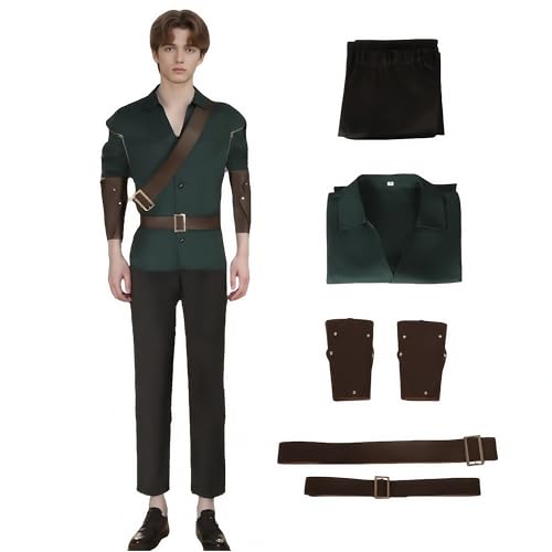 HUTRADE Stabbington Cosplay Costume, Villain Cosplay Outfit, Green Uniform with Wristband and Belt for Halloween (Green, S) von HUTRADE