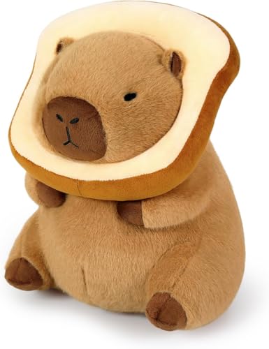 HUTRADE Süßes Capybara-Kuschelkissen Dinosaurier trinkt Milchtee Stofftier Capibara Plüschtiere Spielzeug Geschenk für Kinder Braun 11 Zoll (Toast-Kapybara) von HUTRADE