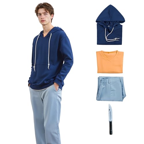 HUTRADE Sung Jinwoo Costume Cosplay, Seong Jinwoo Cosplay Outfit, Blue Casual Outfit with Hood Coat and Pants for Halloween (BLUE, L) von HUTRADE