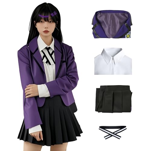Nyaan Cosplay-Kostüm, Amate Yuzuriha's Friend Cosplay, komplettes Set Outfit mit Mantel, Hemd, Anime, japanische Schuluniform, Kleid für Halloween und Karneval (Lila, M) von HUTRADE