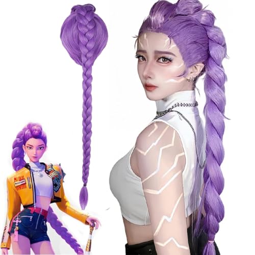 Purple Braids Cosplay Wig for Girls Women Demon Hunters Cosplay Wigs Anime Halloween Costume Party Prop Hair(Purple) von HUTRADE