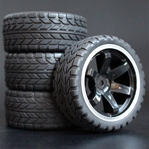 HUVNEXA 4 STÜCKE 1/10 Gummireifen RC Rennwagenreifen Auf Straßenfelge, for HSP, for HPI, RC Autoteil Durchmesser 65mm Reifen 94123-94122 RC-Autoreifen(701B-6017) von HUVNEXA