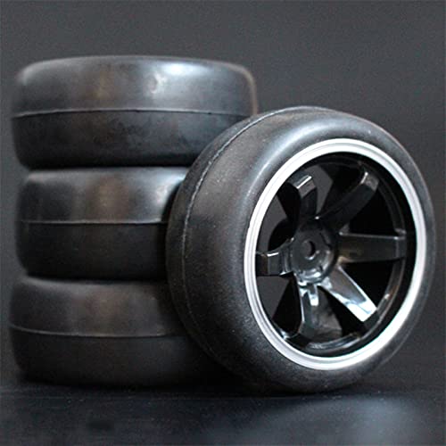 HUVNEXA 4 STÜCKE 1/10 Gummireifen RC Rennwagenreifen Auf Straßenfelge, for HSP, for HPI, RC Autoteil Durchmesser 65mm Reifen 94123-94122 RC-Autoreifen(701B-6018) von HUVNEXA