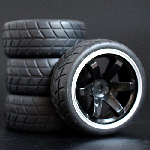 HUVNEXA 4 STÜCKE 1/10 Gummireifen RC Rennwagenreifen Auf Straßenfelge, for HSP, for HPI, RC Autoteil Durchmesser 65mm Reifen 94123-94122 RC-Autoreifen(701B-6083) von HUVNEXA