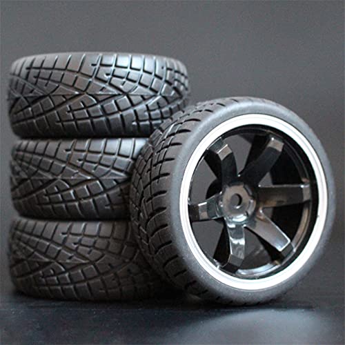 HUVNEXA 4 STÜCKE 1/10 Gummireifen RC Rennwagenreifen Auf Straßenfelge, for HSP, for HPI, RC Autoteil Durchmesser 65mm Reifen 94123-94122 RC-Autoreifen(701B-8001) von HUVNEXA