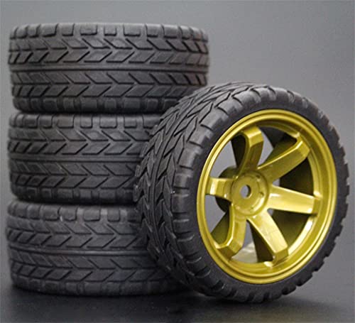 HUVNEXA 4 STÜCKE 1/10 Gummireifen RC Rennwagenreifen Auf Straßenfelge, for HSP, for HPI, RC Autoteil Durchmesser 65mm Reifen 94123-94122 RC-Autoreifen(705-6017) von HUVNEXA