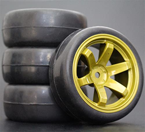 HUVNEXA 4 STÜCKE 1/10 Gummireifen RC Rennwagenreifen Auf Straßenfelge, for HSP, for HPI, RC Autoteil Durchmesser 65mm Reifen 94123-94122 RC-Autoreifen(705-6018) von HUVNEXA
