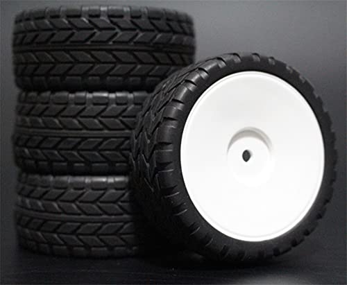 HUVNEXA 4 STÜCKE Gummireifen RC Rennwagenreifen Auf Straßenfelge, for HSP, for HPI, 1/10 RC Autoteil Durchmesser 65mm Reifen 94123-94122 RC-Autoreifen(901W-6017) von HUVNEXA