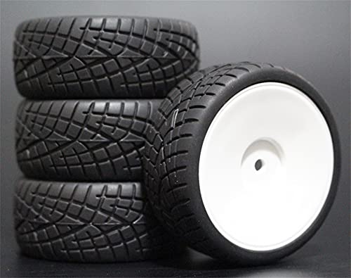 HUVNEXA 4 STÜCKE Gummireifen RC Rennwagenreifen Auf Straßenfelge, for HSP, for HPI, 1/10 RC Autoteil Durchmesser 65mm Reifen 94123-94122 RC-Autoreifen(901W-8001) von HUVNEXA